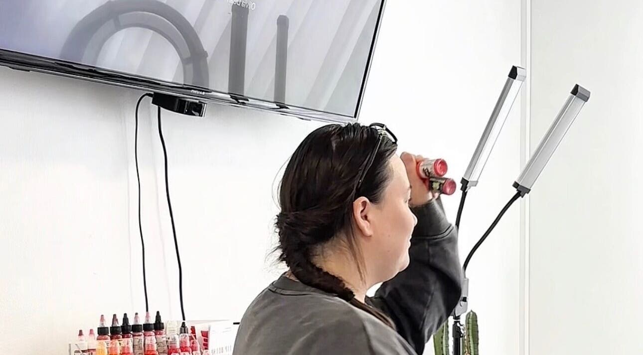 Artist preparing beauty tools at Pink Cloud Studio, Dee Why, New South Wales, AU.