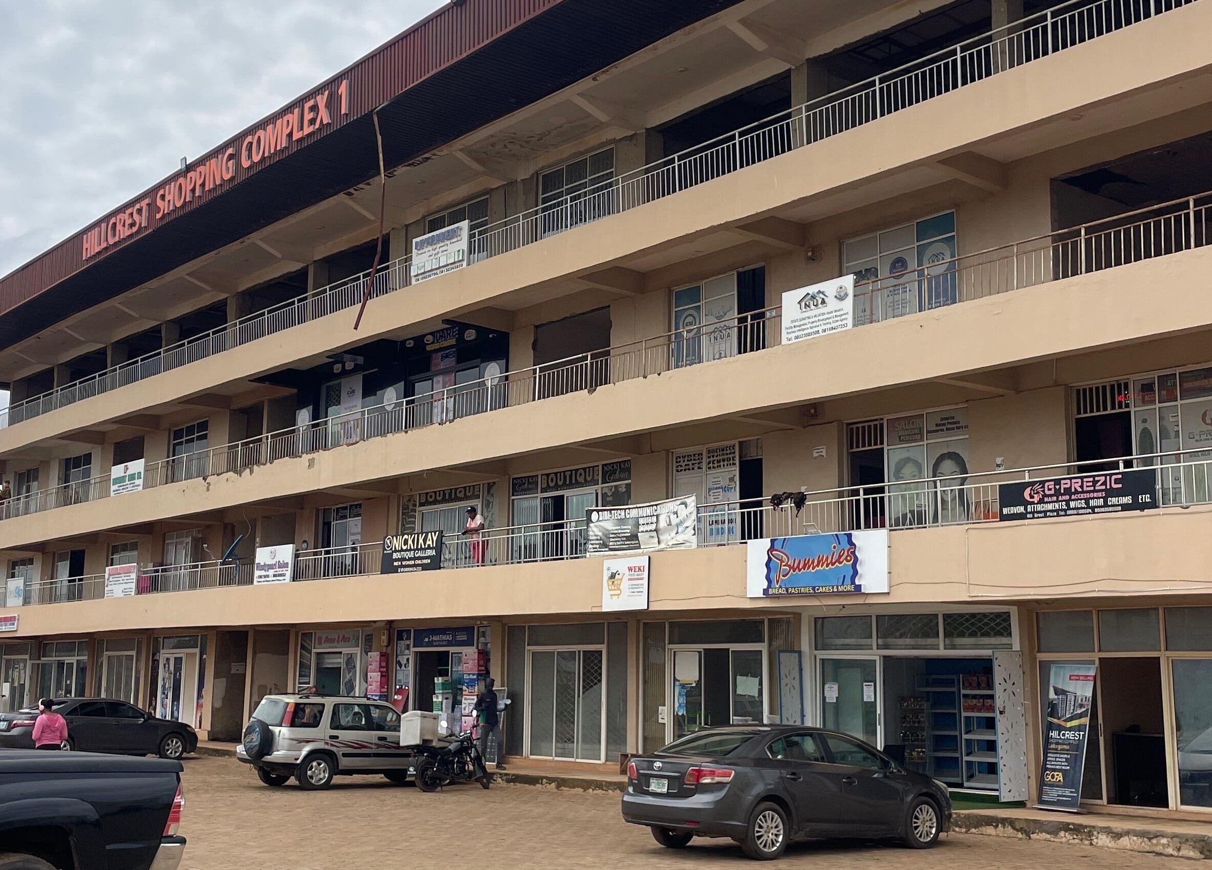 Exterior view of Hillcrest Shopping Complex, home to Leo Nailx Salon, Abuja, Federal Capital Territory, NG.