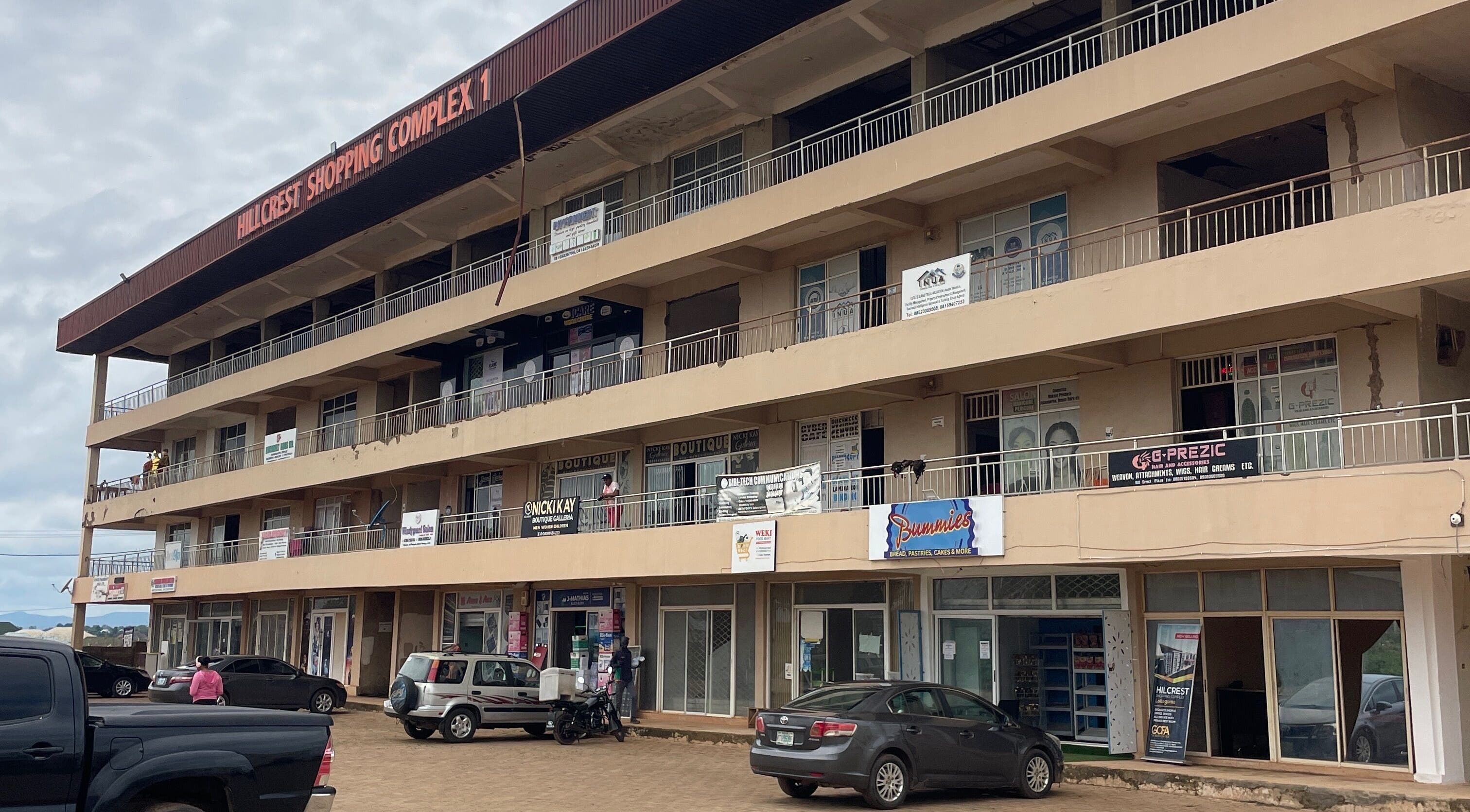 Exterior view of Hillcrest Shopping Complex, home to Leo Nailx Salon, Abuja, Federal Capital Territory, NG.