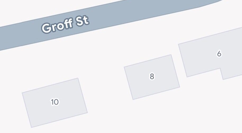 Map illustrating Groff St near Lashes by Abbey, Simcoe, Ontario, CA, showcasing the venue's surrounding area.