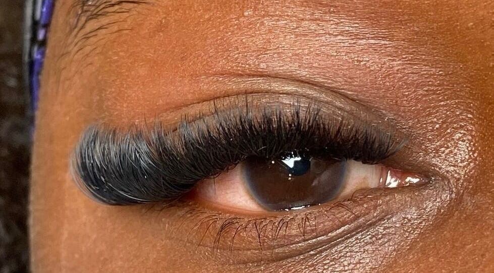 Close-up of eyelash extensions at RSK Beauty in Mbombela, Mpumalanga, ZA.