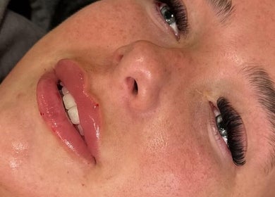 Close-up of lush lashes styled at The Cosmetic Lounge - By Jordi, Blackburn, England, GB.