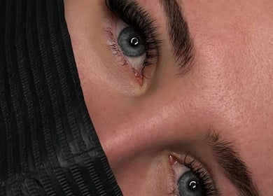 Close-up of styled lashes at The Cosmetic Lounge - By Jordi, Blackburn, England, GB.