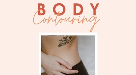 Body contouring at The Peach Club, Randburg, Gauteng, ZA, highlighting elegant tattoo art on a toned abdomen.