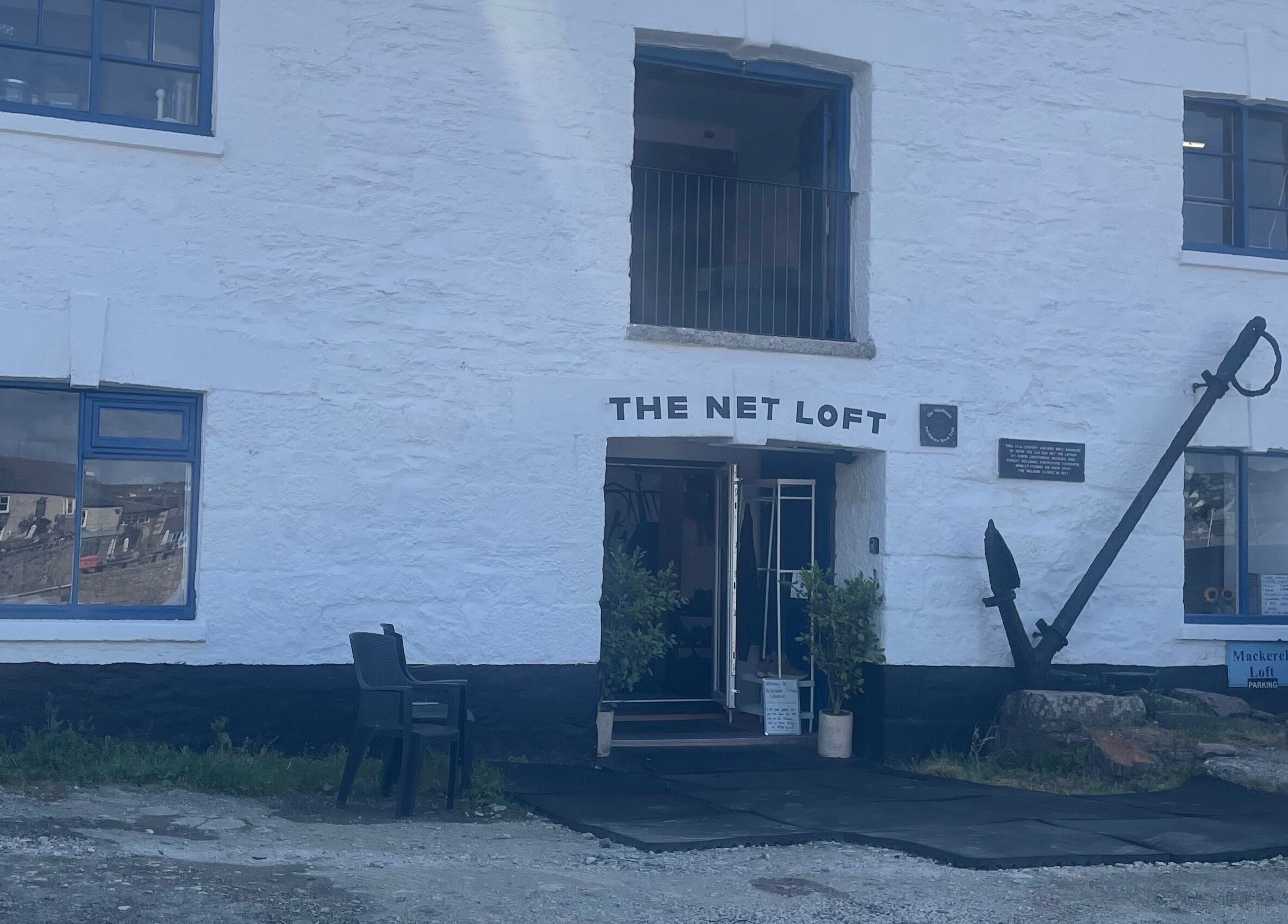 The Net Loft entrance, home to Marie’s Sports and Wellbeing Massage in Porthleven, England, GB.