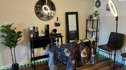 Stylish salon interior at Habesha Blendz, Portland, Oregon, US, showcasing modern design and hair styling tools.