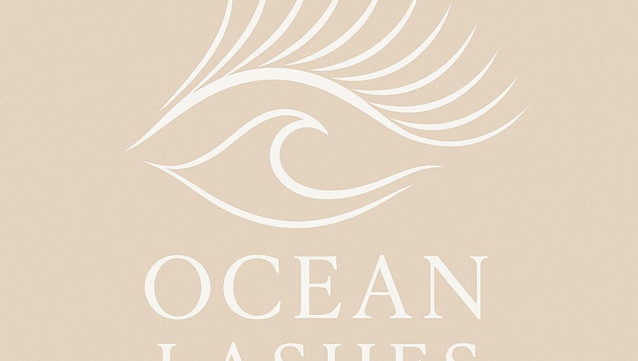 Elegant Ocean Lashes logo featuring a wave and eyelash in Dundas, New South Wales, AU.