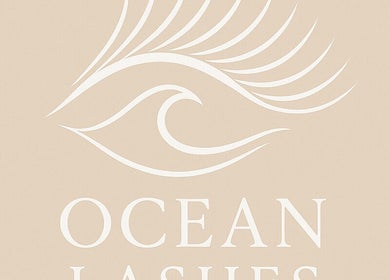 Elegant Ocean Lashes logo featuring a wave and eyelash in Dundas, New South Wales, AU.