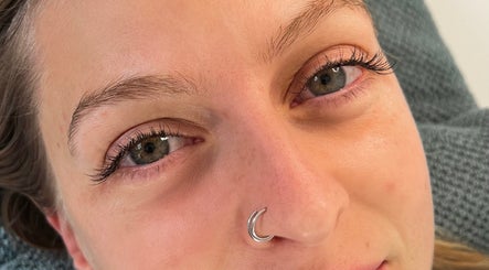 Close-up of eyelash extensions at Ocean Lashes, Dundas, New South Wales, AU.