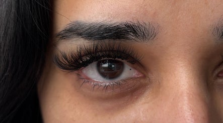 Close-up of enhanced eyelashes at Lash 'N' Wink Essence in Surrey, British Columbia, CA.