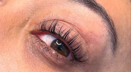 Close-up of eye with elegant lashes at Lash 'N' Wink Essence, Surrey, British Columbia, CA.