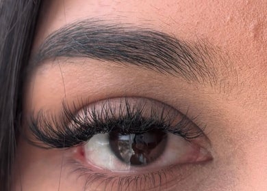 Close-up of flawless eyelash extensions at Lash 'N' Wink Essence, Surrey, British Columbia, CA.