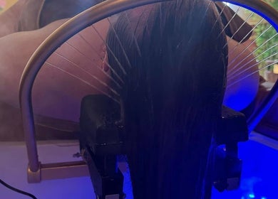 Client enjoying a steam treatment at HABE BEAUTY, Kangaroo Flat, Victoria, AU for ultimate relaxation.