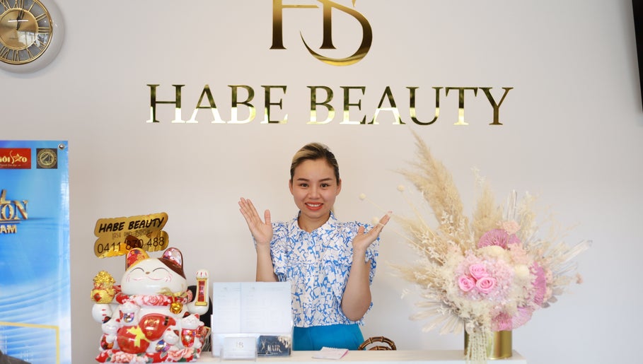 Reception area at HABE BEAUTY in Kangaroo Flat, Victoria, AU with welcoming decor and smiling staff.