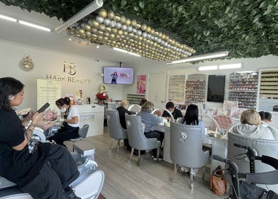 Relaxing interior of HABE BEAUTY in Kangaroo Flat, Victoria, AU, featuring stylish seating and nail service.