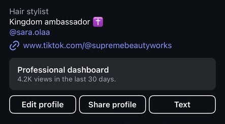 Professional dashboard view on Supremebeautyworks' TikTok page in Coventry, England, GB.