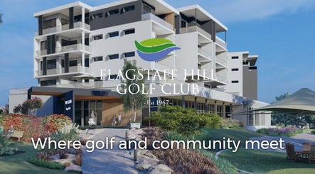 Adam Bland Golf venue at Flagstaff Hill, South Australia, AU, showcasing elegant architecture against a blue sky.