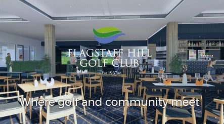 Modern interior of Adam Bland Golf at Flagstaff Hill, South Australia, AU with stylish dining setup.