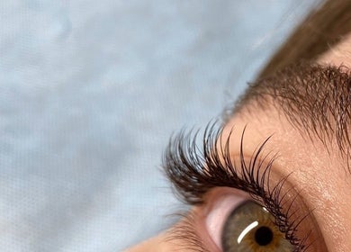Close-up of eye with lash extensions by By Lana Lashes in Amman, Amman Governorate, JO.