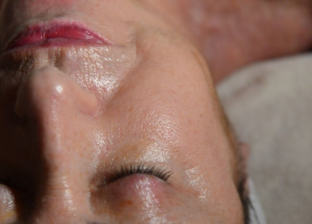 Facial treatment at Spa Ukiyo in Stafford, England, GB, showcasing glowing, relaxed skin.