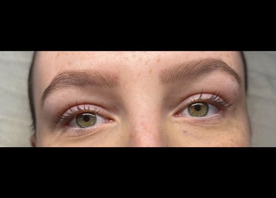 Close-up of expertly shaped brows at Arched Angel, Buckley, Wales, GB, showcasing beauty expertise.