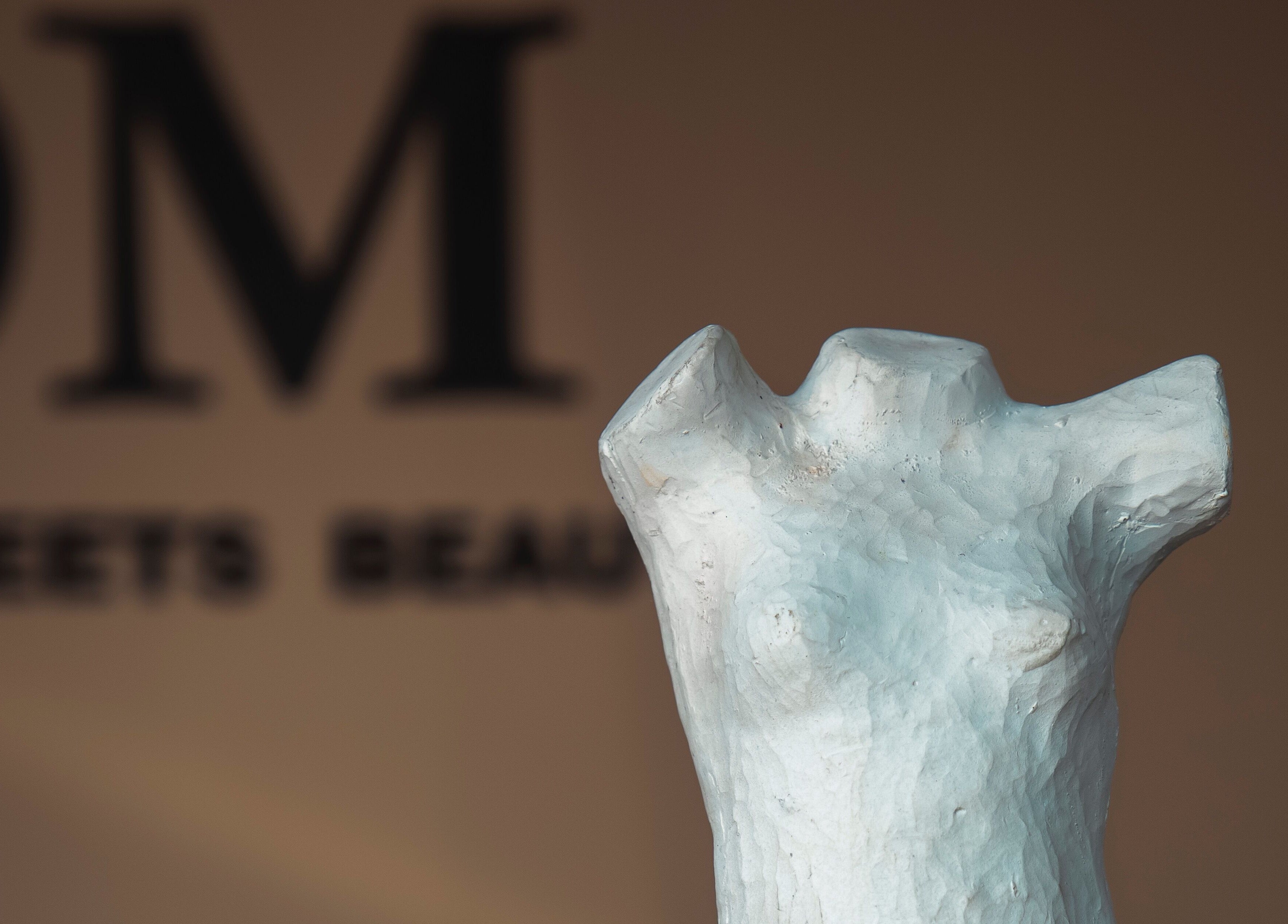 Artful sculpture enhances Kayswaxingroom's serene ambiance in Umhlanga, Kwazulu-natal, ZA.