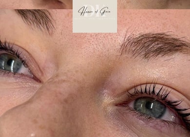 Close-up of expertly styled eyelashes at House of Gaia, Aberbargoed, Wales, GB.