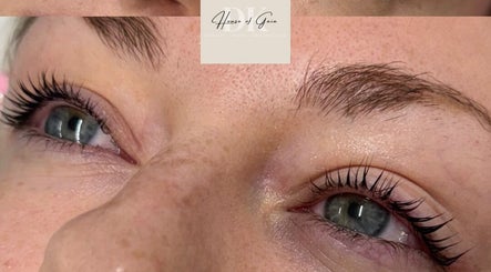Close-up of expertly styled eyelashes at House of Gaia, Aberbargoed, Wales, GB.