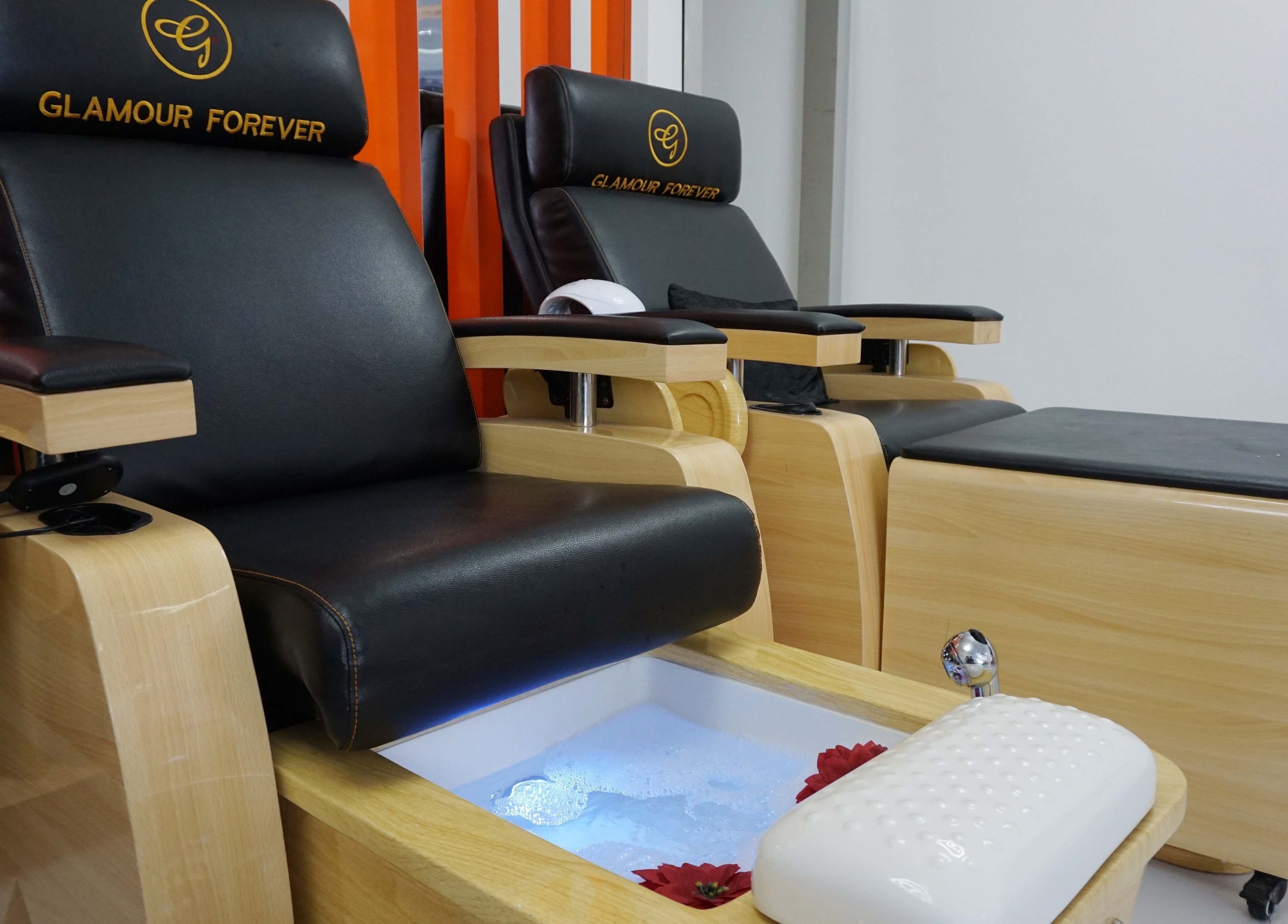 Luxurious pedicure chairs at Glamour Forever Preston, Preston, England, GB, offering top-notch relaxation.