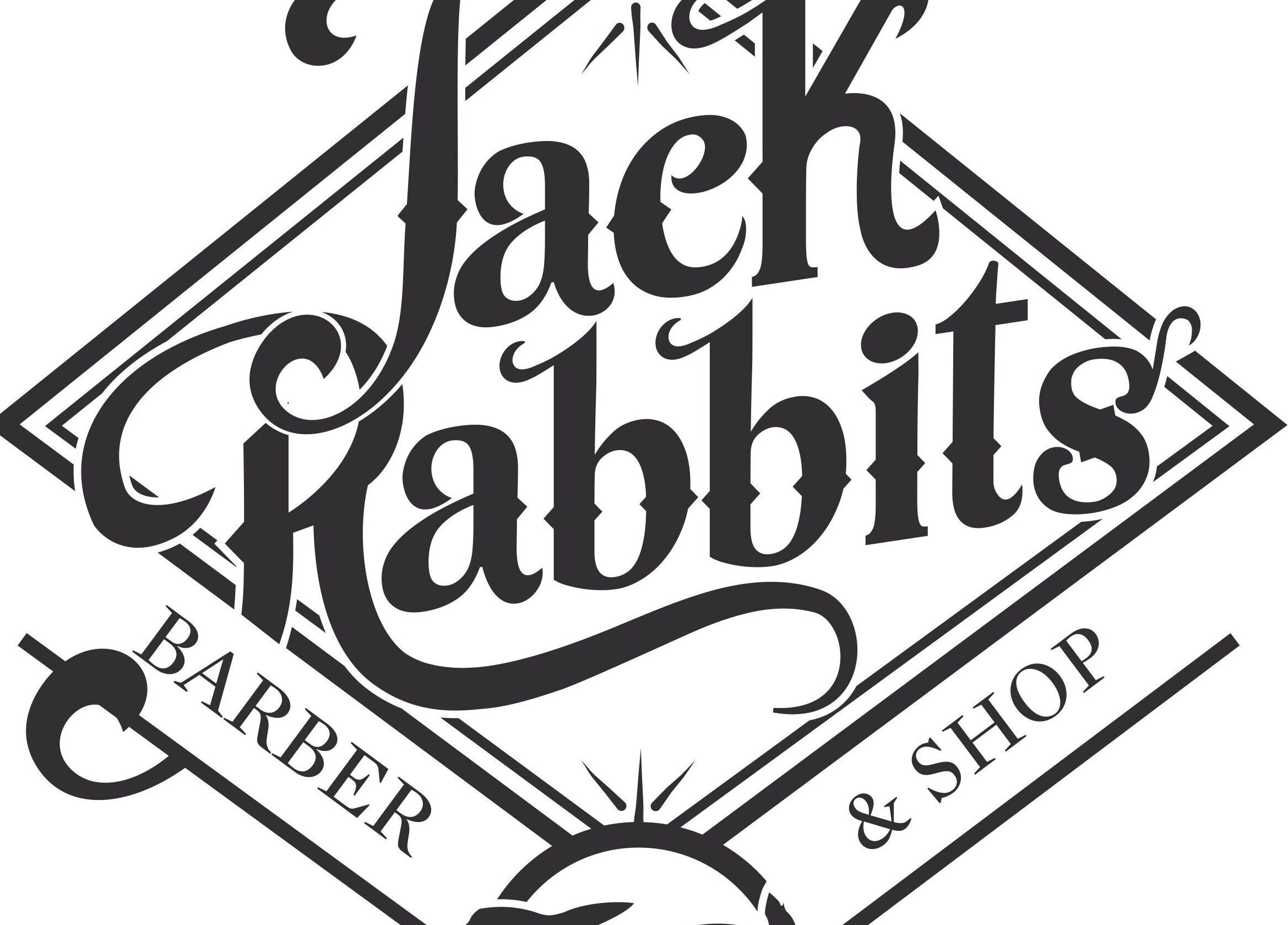 Signage for Jack Rabbits Barbers Romsey located in Romsey, England, GB showcasing unique vintage style.
