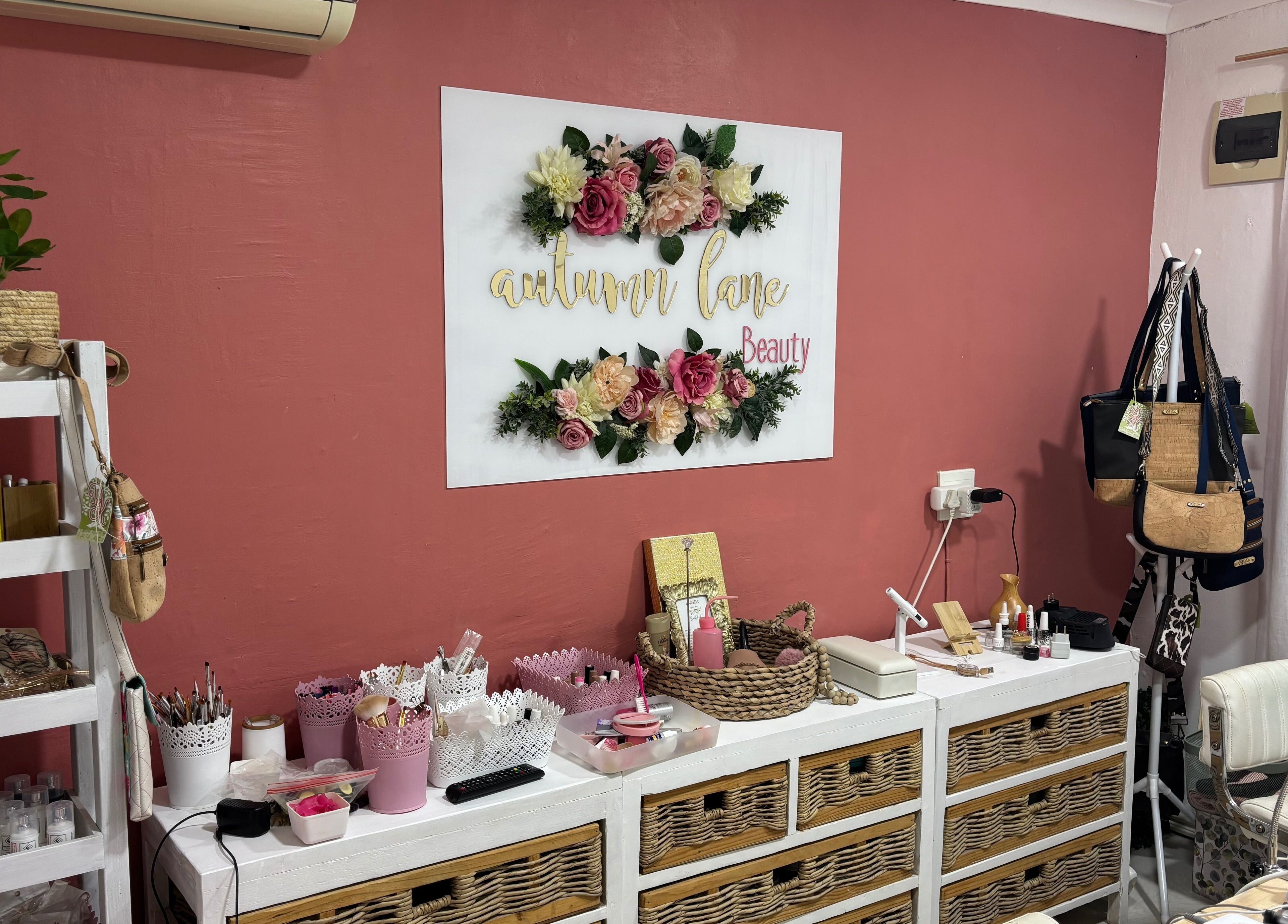 Stylish Autumn Lane Beauty interior with organized shelves at Margate, Kwazulu-natal, ZA.