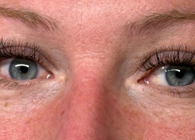 Close-up of expertly styled eyelashes at LashnBrow.byTaylor in Ogden, Utah, US.