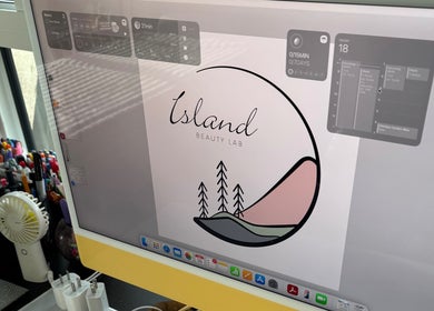 Island Beauty Labs logo displayed on a computer screen at Nanaimo, British Columbia, CA.
