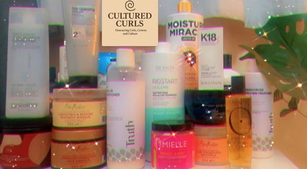 Cultured Curls showcases a vibrant array of hair products in London, England, GB for perfect curl care.