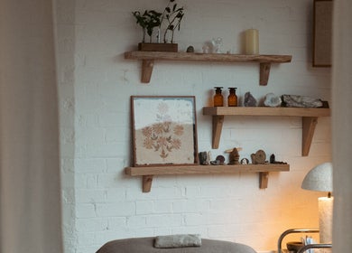 Calming acupuncture space at Cassie Adams Acupuncture, In Our Neighbourhood Apothecary, London, England, GB.