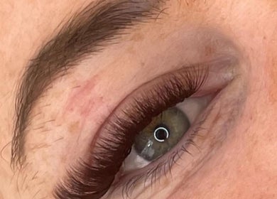 Close-up of elegant eyelash extensions at Forever Young in Chorley, England, GB.