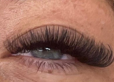 Close-up of professionally enhanced eyelashes at Forever Young, Chorley, England, GB.