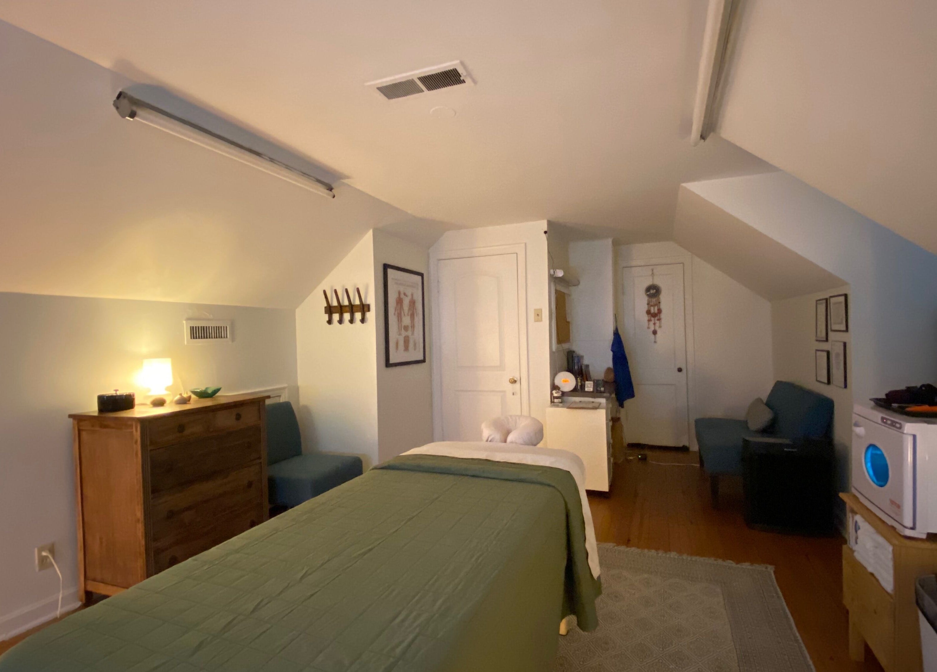 Tranquil massage room at Zephyr Massage and Bodywork, North Little Rock, Arkansas, US.