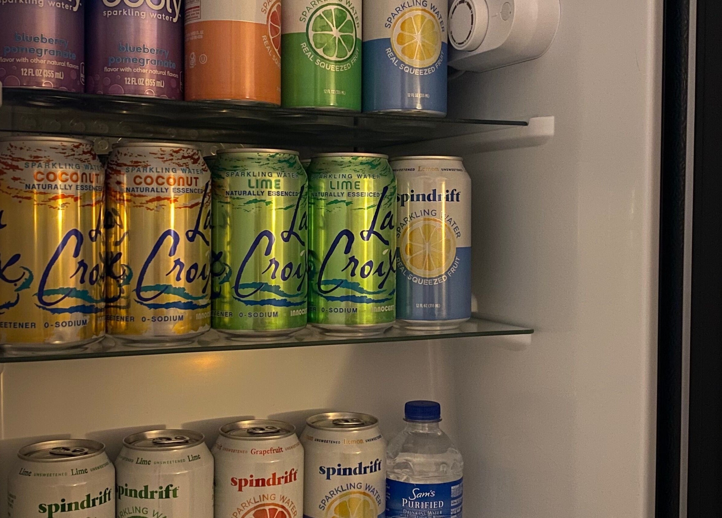 Selection of sparkling waters at Zephyr Massage and Bodywork, North Little Rock, Arkansas, US.