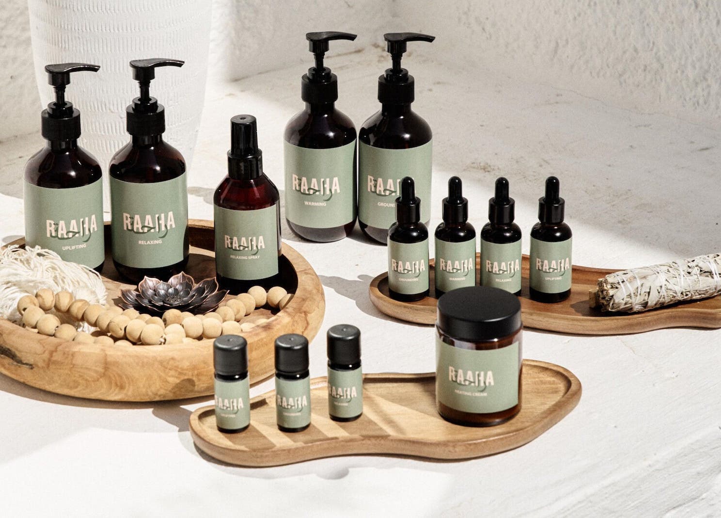 Raaha Wellness - Home Service products elegantly arranged in Dubai, AE, showcasing wellness essentials.