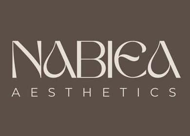 Elegant Nabiea Aesthetics logo highlighting beauty services in London, England, GB.