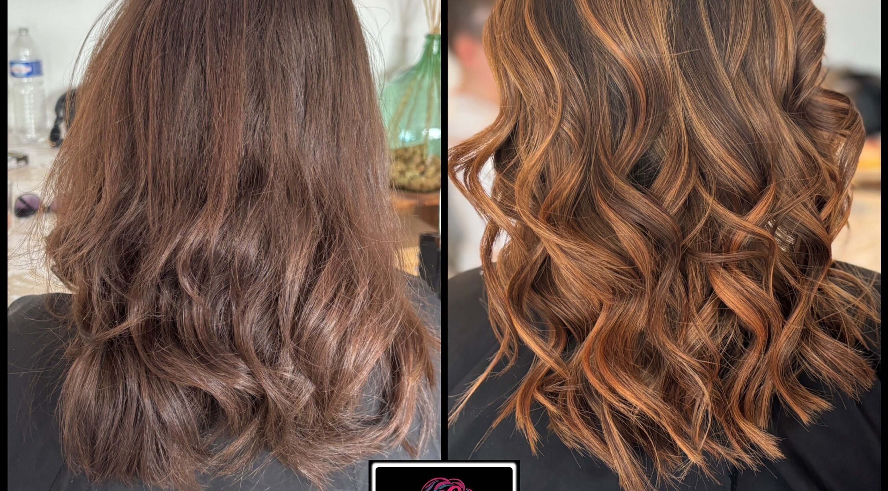 Transformation capillaire à K-rostyle, Friville-escarbotin, Hauts-de-france, FR, avant et après boucles éclatantes.