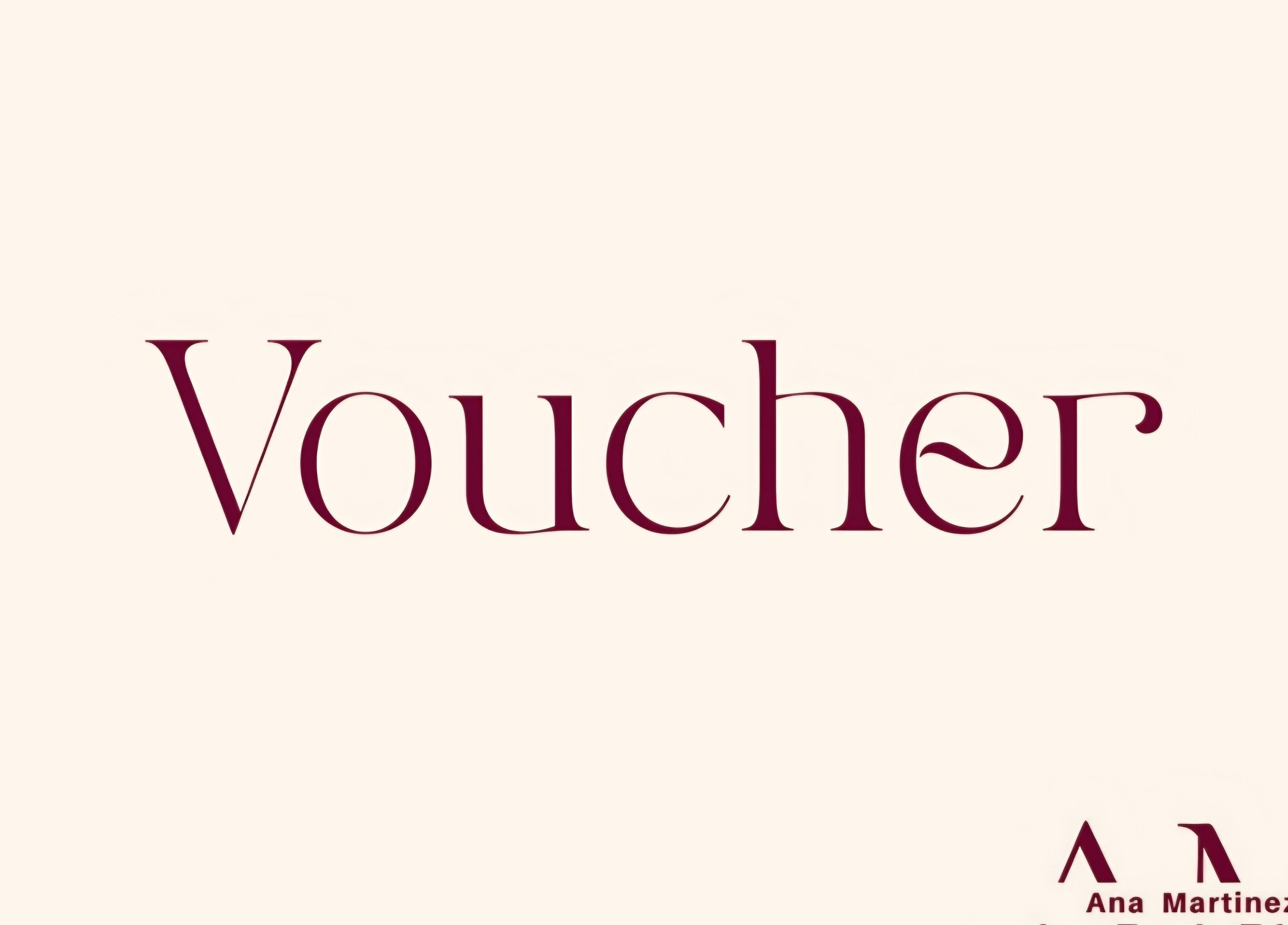 Voucher de presente da Terapeuta Ana Martinez em Matosinhos, Porto, PT, sobre fundo creme.