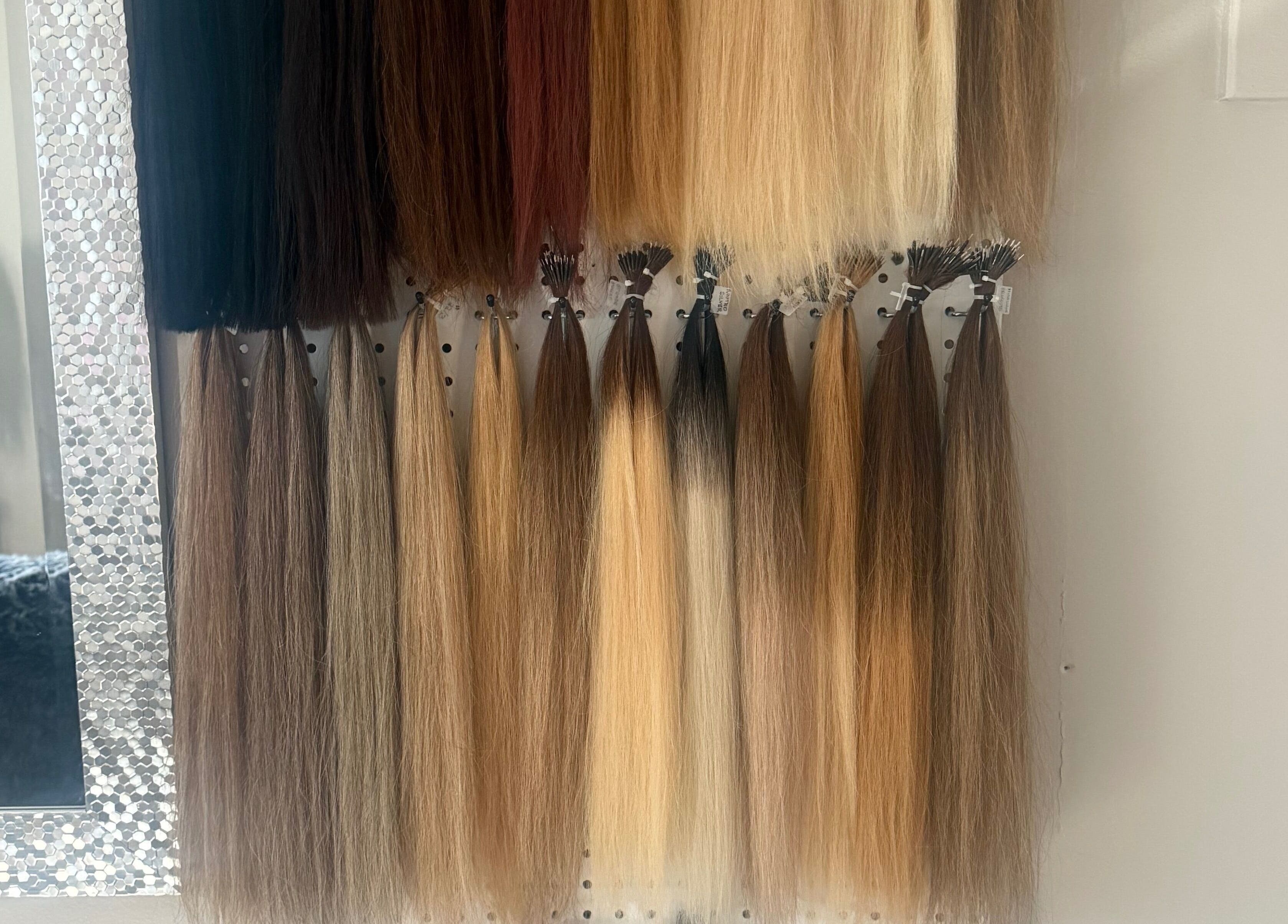 Nano extensions by Chantelle display varied hair shades in London, Ontario, CA.