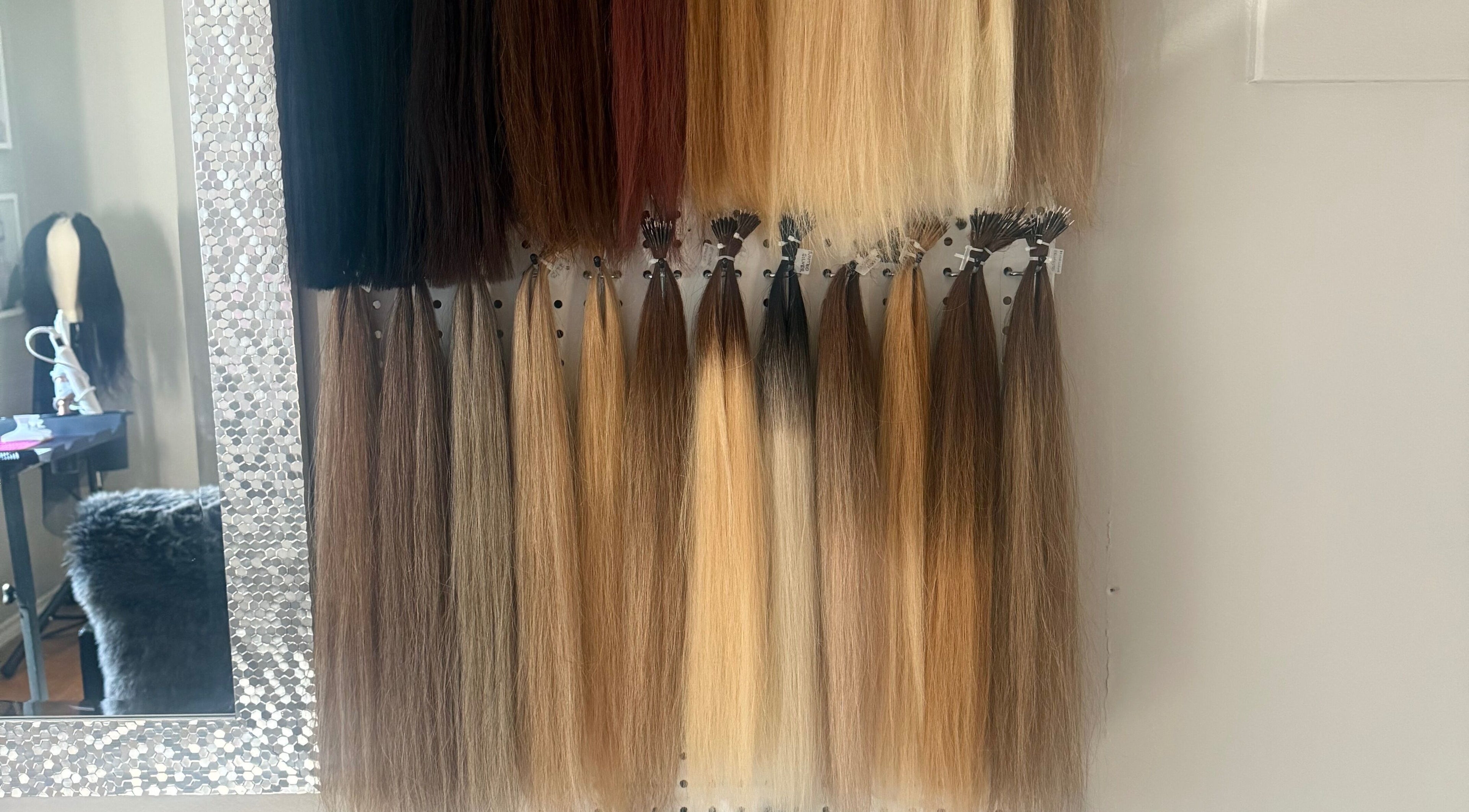 Nano extensions by Chantelle display varied hair shades in London, Ontario, CA.