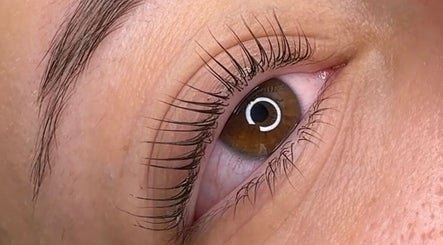 Close-up of perfectly groomed eyelashes at Beauty with CS, Enfield, England, GB.