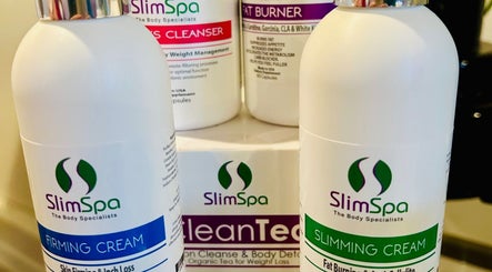 SlimSpa beauty products displayed at Physiques Boutique, Seattle, Washington, US for wellness and skincare.