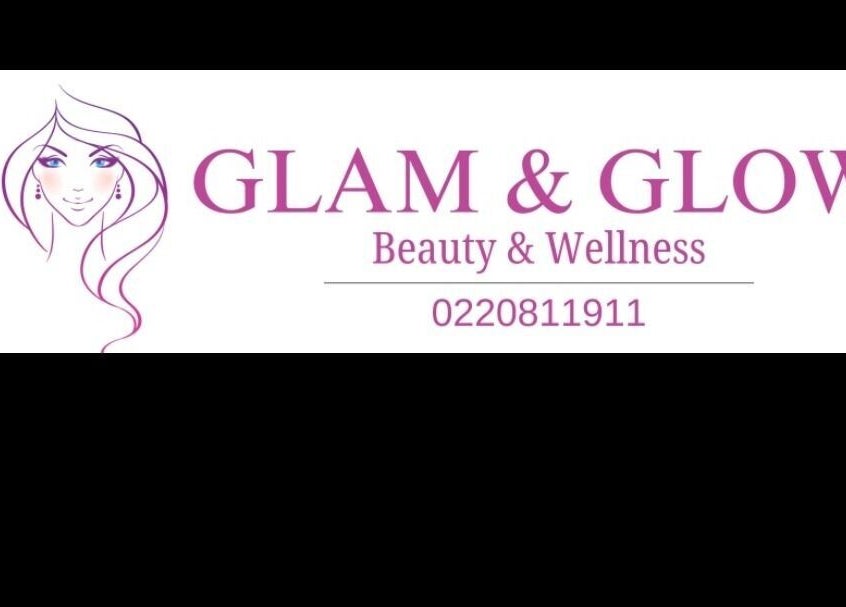 Logo of Glam&Glow beauty and wellness, Timaru, Canterbury Region, NZ with a stylized female face design.