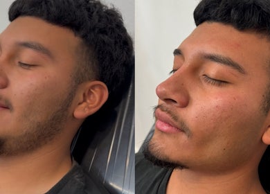 Client relaxing during a facial treatment at Casa de Luxe Bakersfield, located in Bakersfield, California, US.