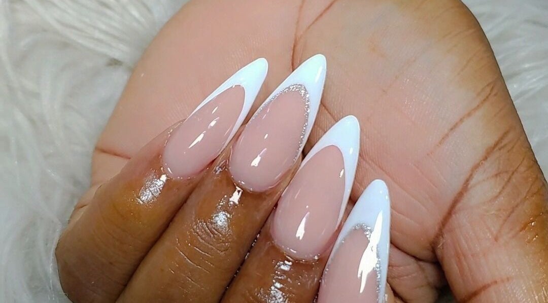 Stylish French manicure by Adriii magictouch at Kingston, St. Andrew Parish, JM.